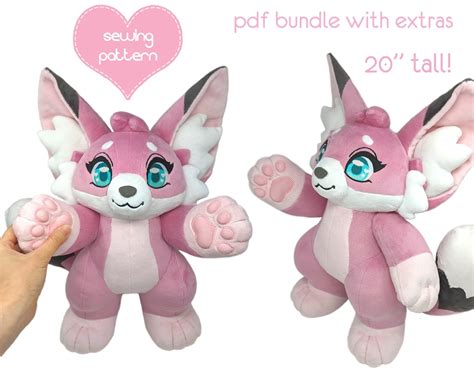 Plush Sewing Pattern Pdf Furry Anthro Standing Plushie Diy Ebook Bundle With Extras Stuffed