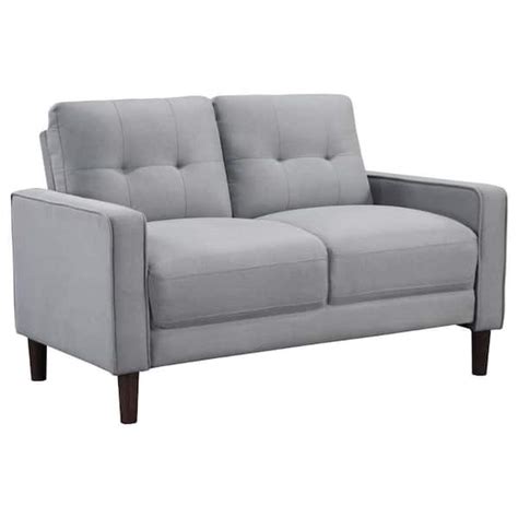 Benjara 54 25 In Gray And Black Solid Print Fabric 2 Seater Loveseat