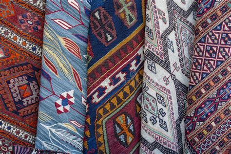 Traditional Carpets For Sell At A Street Market Stall In Turkey Stock