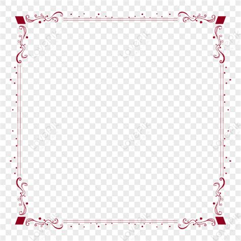 Classical Hand Painted Border Art Vector Lines Red Red Vector Png