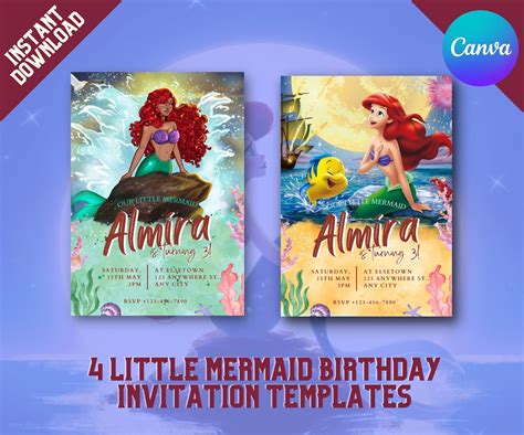 Little Mermaid Invitation for Little Mermaid Birthday Party - Etsy