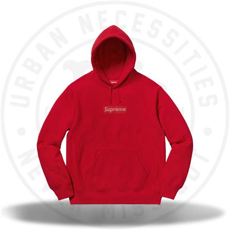 Supreme Swarovski Box Logo Hooded Sweatshirt Red Urban Necessities