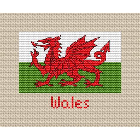 Wales Map Cross Stitch Pattern Modern Welsh Flag Xstitch Inspire Uplift