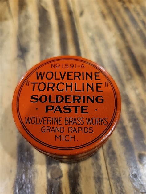 Vintage Wolverine Brass Works Torchline Soldering Paste 2oz Tin Ebay