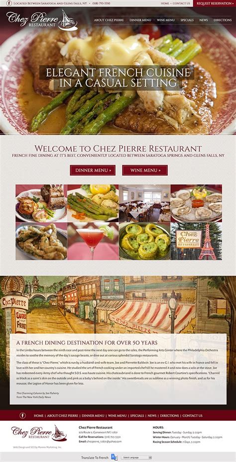 Website Design and Developement for Chez Pierre Restaurant