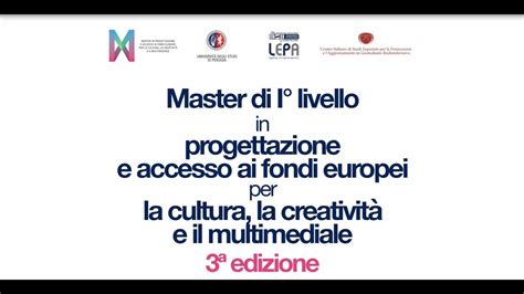 Master Di I Livello In Progettazione E Accesso Ai Fondi Europei YouTube