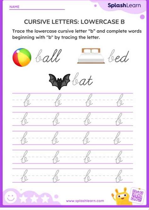 Cursive Letters Lowercase B Ela Worksheets Splashlearn