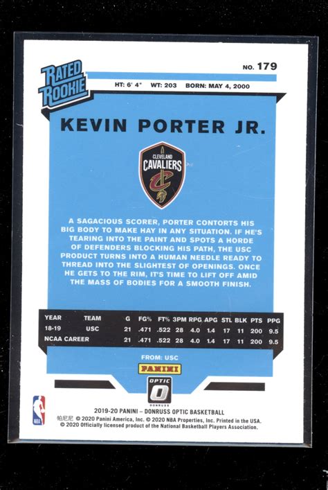 Kevin Porter Jr 2020 Panini Donruss Optic Rated Rookies Road