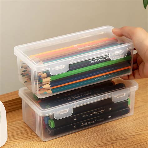 Extra Large Capacity Stackable Translucent Pencil Box, Clear Plastic