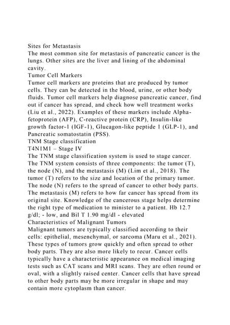 Sites for MetastasisThe most common site for metastasis of pancr.docx
