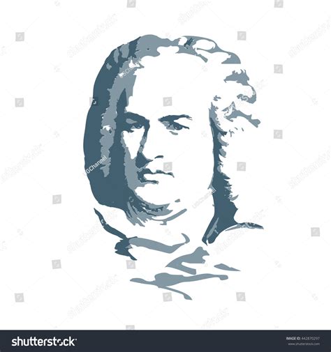 Portrait Composer Musician Johann Sebastian Bach Stock Vector Royalty