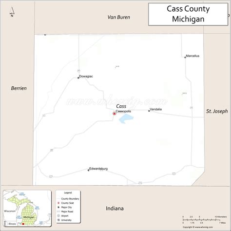 Cass County Map Michigan Where Is Located Cities Population