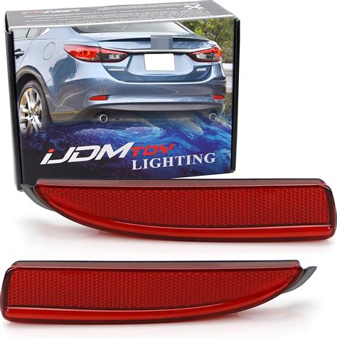 Ijdmtoy Red Lens Rear Bumper Reflector Lenses Compatible