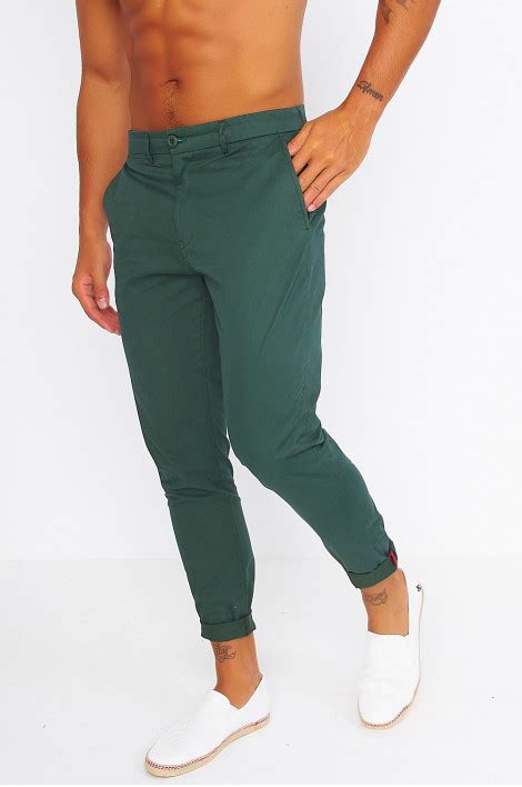 Pantalon chino vert foncé uni Brentiny Paris