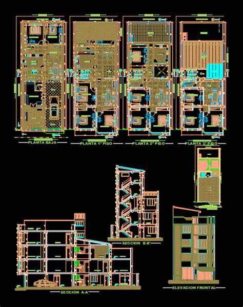 Vivienda Multifamiliar En AutoCAD Librería CAD