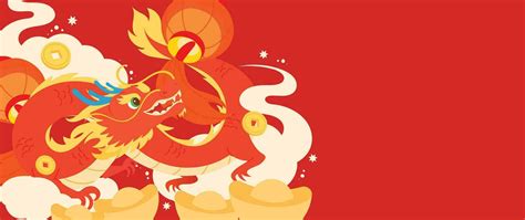 Happy Chinese new year background vector. Year of the dragon design ...