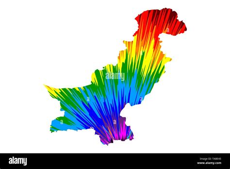 Pakistan Map Is Designed Rainbow Abstract Colorful Pattern Islamic