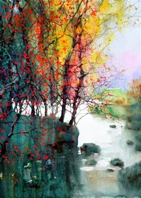 Watercolor Paintings Landscape Chinese Artist Chinese Painter Colorful Painting Zl Feng