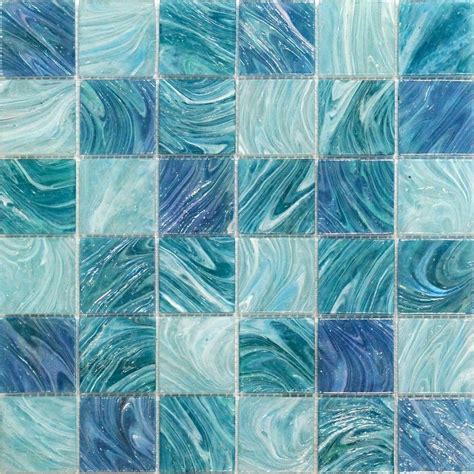 Splashback Tile Aqua Blue Sky Mesh Mounted Squares 11 34 In X 11 34