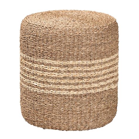 Bali And Pari Wickham Seagrass Ottoman Footstool In Natural The Home Depot Canada