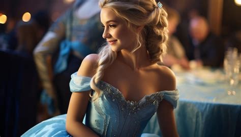 Premium Photo A Girl Like Princess Blonde Hair In A Blue Princess Dress