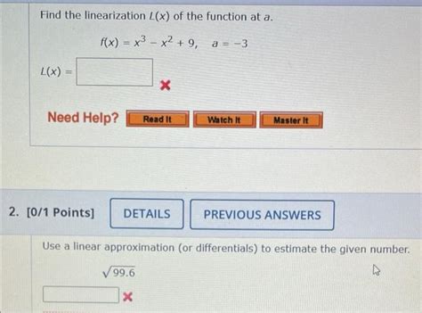 Solved Find The Linearization Lx Of The Function At A