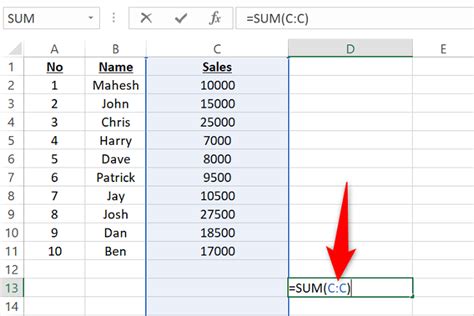 How To Sum A Column In Microsoft Excel