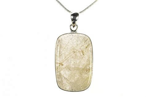 Glassy Rutilated Quartz Pendant Sterling Silver