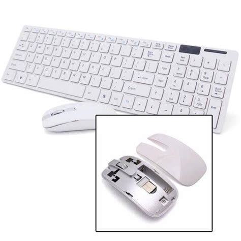 Kit Teclado Mouse Sem Fio Wireless Usb Exbom Bk S Branco Capa