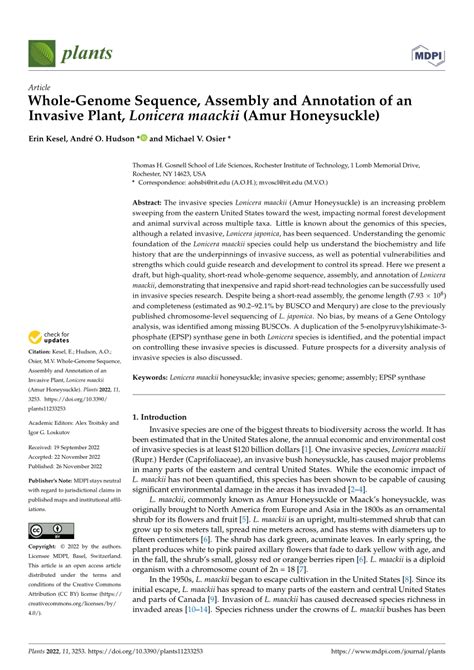 Pdf Whole Genome Sequence Assembly And Annotation Of An Invasive