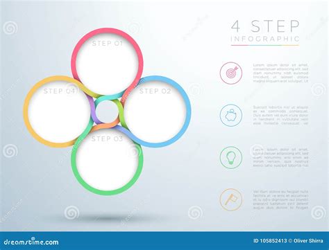 Diagrama Colorido Del Círculo De 4 Pasos De Infographic Que Entreteje