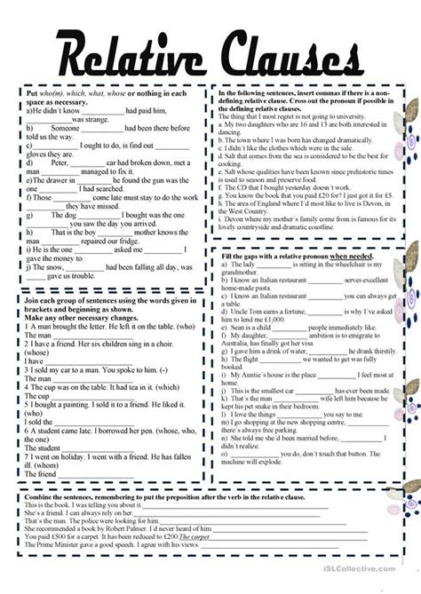 Relative Clauses Worksheet Free Esl Printable Worksheets Made By Teachers Relative Clauses