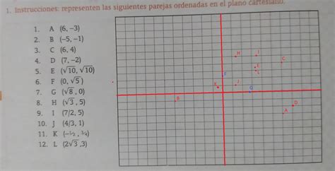 Representar Las Siguientes Parejas Ordenadas En El Plano Cartesiano