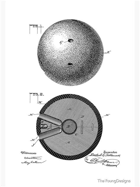 Bowling Pin Vintage Patent Hand Drawing Art Print By Theyoungdesigns