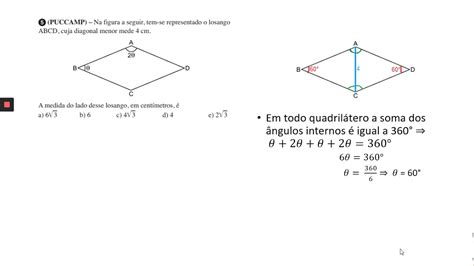 Questão PUCCAMP Losango YouTube
