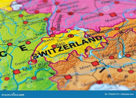 Map of Switzerland editorial stock image. Image of colorful - 179434779