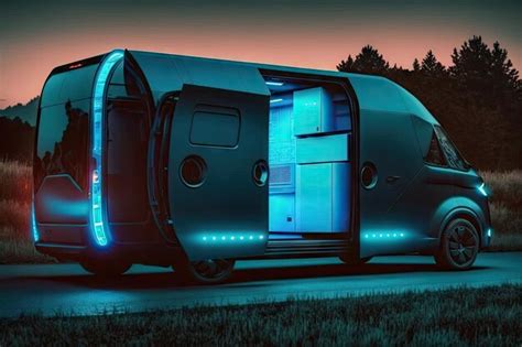 Furgoneta De Carga Futurista Del Futuro Con Puertas A Ambos Lados Y