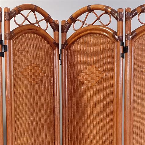 Vintage Rotan Room Divider Kamerscherm Bestaand Uit Panelen Verkocht