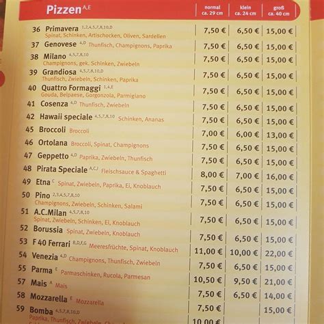 Speisekarte Von Pizzeria Da Pino M Nchengladbach