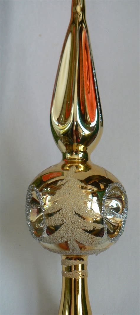 Vintage Romanian Christmas Tree Topper Golden Glass Concave Design