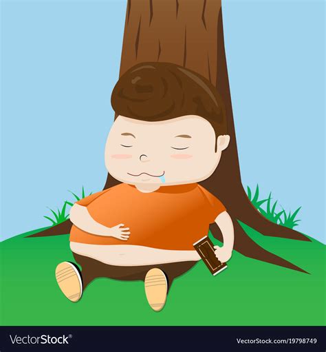 Fat boy take a nap cartoon Royalty Free Vector Image