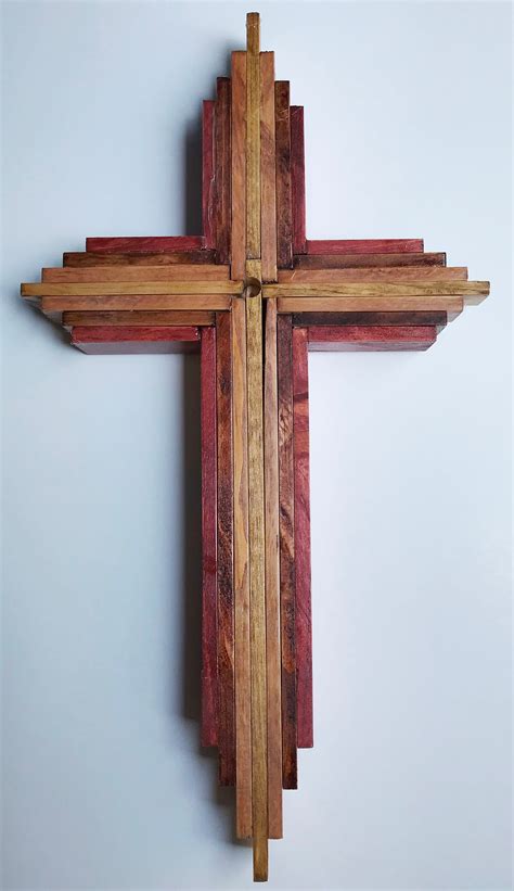 Cruz Cruz de madera Cruz de madera en capas Crucifijo de Etsy México