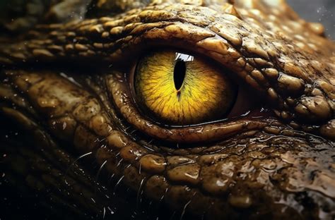 Premium AI Image | A lizard's eye is shown with a yellow eye