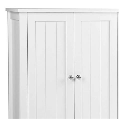 Deavan 31 Inch Wood Bathroom Storage Cabinet 2 Doors Plank Style White Saltoro Sherpi 1