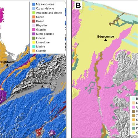 Example map areas showing rock types from the 1:250 000 scale... | Download Scientific Diagram