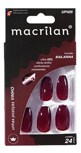 Kit C 7 Unhas Postiças Formato Bailarina Ultra Gel Macrilan MercadoLivre