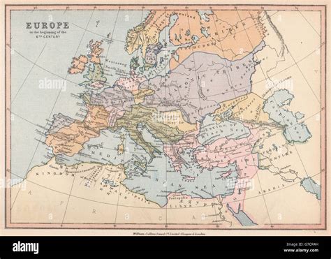 'Europe in the beginning of the 6th Century'. BARTHOLOMEW, 1878 antique ...