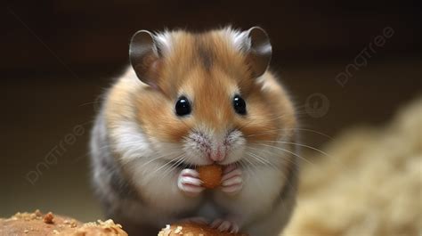 Hamster With Some Food In Its Mouth Background A Hamster Kinkuma