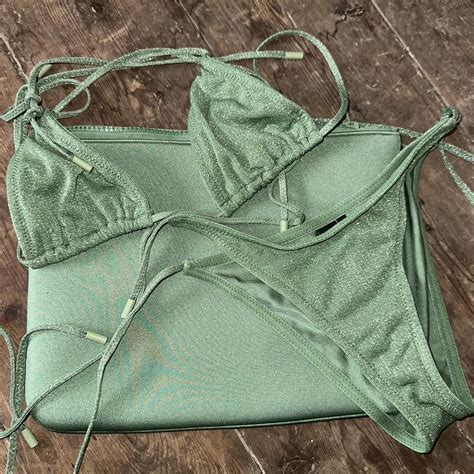 Triangl Vinca Bikini In Green Lurex Sparkle Bottoms Depop