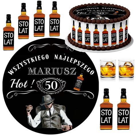 Zestaw Op Atek Na Tort Etykieta Whisky Jack Gratis Tekst Elementy